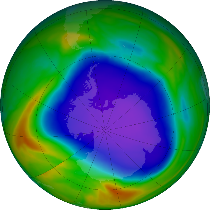 Antarctic ozone map for 21 October 2021